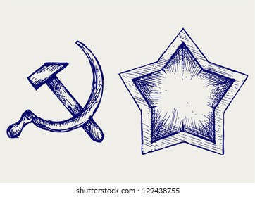 Soviet star icon. Doodle style