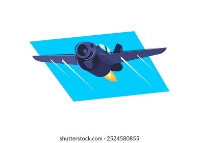 Ilustración vectorial de icono de avión de combate de la Unión Soviética. icono de avión propulsado por motor de reacción simple