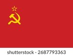 Soviet Union flag with hammer and sickle symbol. Vector illustration.