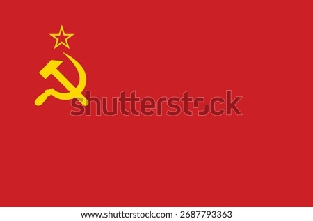 Soviet Union flag with hammer and sickle symbol. Vector illustration.
