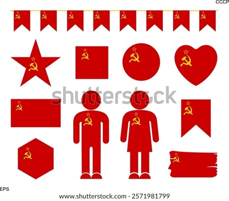 Soviet Union flag. Isolated Soviet Union flag on white background. Russia