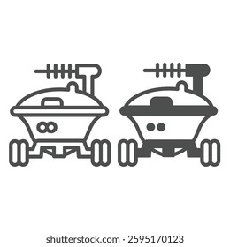 Soviet union lunar rover line and solid icon, cosmos concept. Vector graphics. Moon planet surface, space exploration vehicle sign on white background, outline style icon for mobile or web design