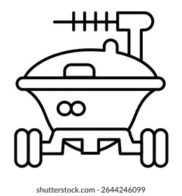 Soviet union lunar rover thin line icon, cosmos concept. Vector graphics. Moon planet surface, space exploration vehicle sign on white background, style mobile or design