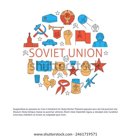 Soviet Union round concept banner with place for text. Vector illustration.