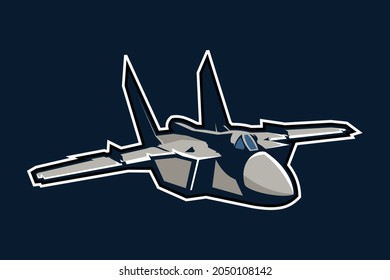 Ilustración vectorial del icono de caza supersónico de la Unión Soviética y la guerra fría rusa. 