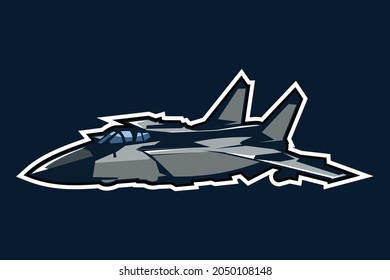 Soviet Union and Russian cold war supersonic fighter jet icon vector illustration. 