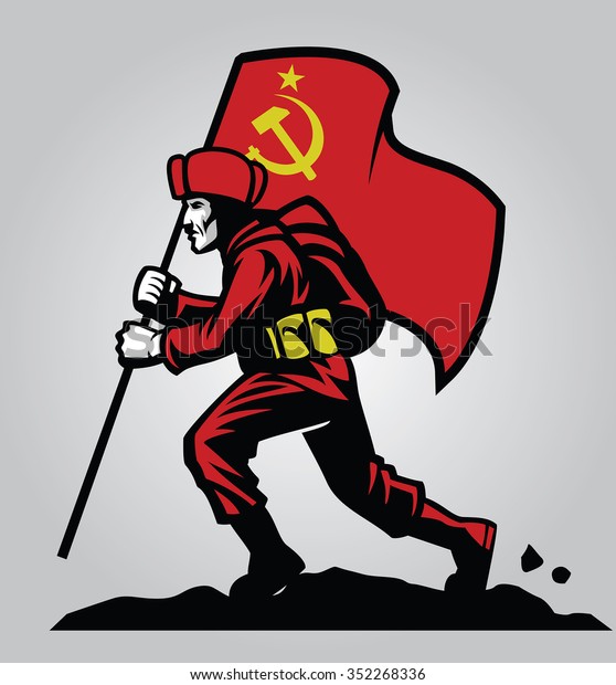 Soviet Union Soldier Carrying Flag Stock Vector (Royalty Free) 352268336