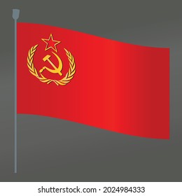 Soviet Union USSR flag and pole symbol flat vector with gradient color