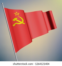 Soviet Union USSR waving 3D flag. National symbol, realistic vector illustration. Eps10. 