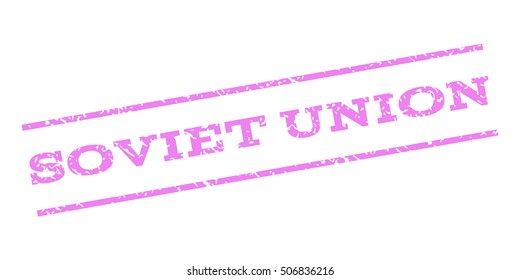 Soviet Union watermark stamp. Text caption between parallel lines with grunge design style. Rubber seal stamp with unclean texture. Vector violet color ink imprint on a white background.