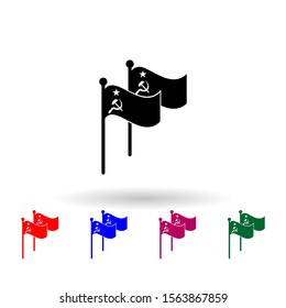 Soviet and working flag multi color icon. Simple glyph, flat vector of communism capitalism icons for ui and ux, website or mobile application