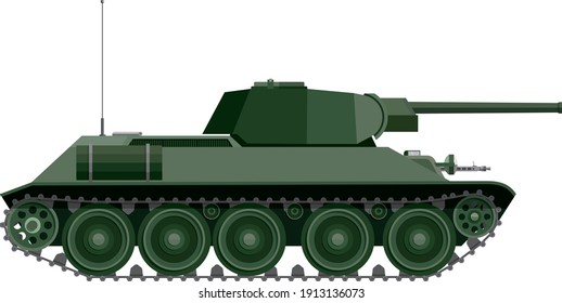 soviet ww2 armored medium tank profile illustration vector