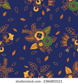 Sow flowers use various elements of flowers, leaves and grass, this motif is a modern batik motif