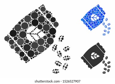 Sow seed pack composition for sow seed pack icon of spheric dots in different sizes and color tones. Vector dots are composed into blue composition.