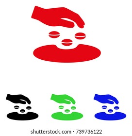 Sow Seeds icon. Vector illustration style is a flat iconic sow seeds symbol with black, red, green, blue color variants. Designed for web and software interfaces.