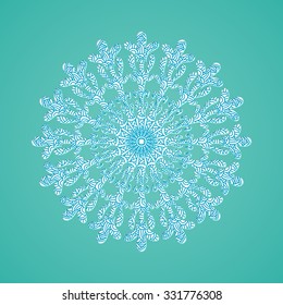 Sowflake with abstract doodle pattern. Christmas collection. Vector illustration.
