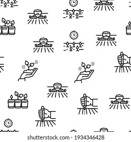 Sowing Agricultural Vector Seamless Pattern Thin Line Illustration