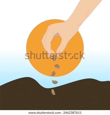 sowing, the hand of man throws the seeds into the ground