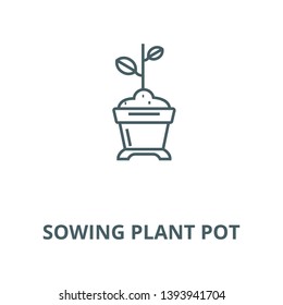 Sowing plant pot vector line icon, linear concept, outline sign, symbol