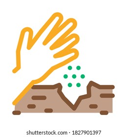 sowing seeds in ground icon vector. sowing seeds in ground sign. color symbol illustration