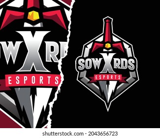 Sowrds Gaming Mascot Logo design, Gaming Logo, Esports Logo