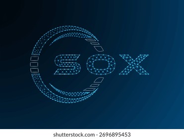 Diseño de Vector de logotipo de letra polivinílica baja SOX. Diseño de logotipo de poliéster inferior SOX. Logotipo de poliéster bajo.