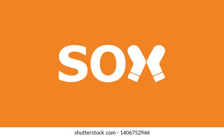 Sox Vector Logo. Socks Pair. Silhouette Symbol On Yellow Background. Negative Space. Vector Illustration - Vector