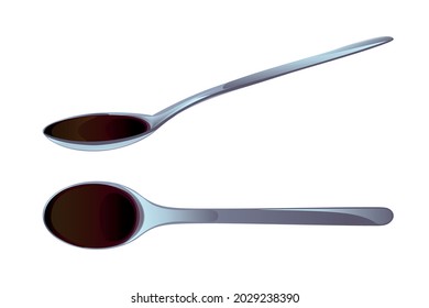 Soy asian sushi sauce in spoon. Realistic elements for food icon and design