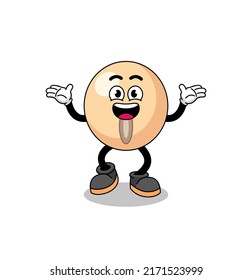 soy bean cartoon searching with happy gesture , character design