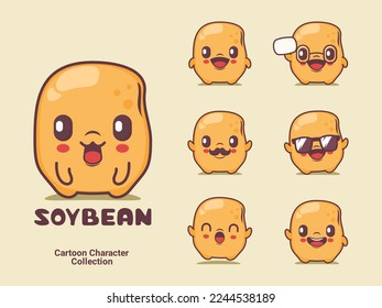 soy bean cartoon. vector illustration with different expressions