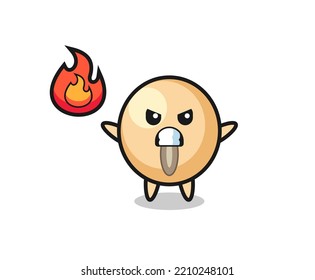 soy bean character cartoon with angry gesture , cute design