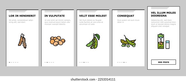 soy bean food pea green onboarding mobile vector. vegetable, vegetarian healthy, soybean seed, organic pod, plant fresh, protein soy bean food pea green illustrations