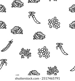 soy bean food pea green vector seamless pattern thin line illustration