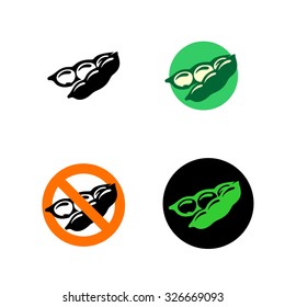 Soy Bean Icon With Variations. Black, Green And Red Colors.
