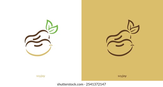 Soy Bean Logo. Natural Food and Drink, Soy Milk, Healthy Food Logo Icon, Symbol, Vector, Design Inspiration.