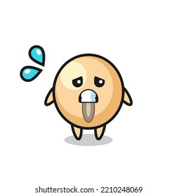 soy bean mascot character with afraid gesture , cute design