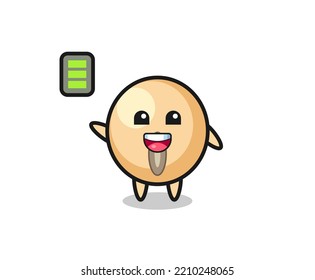 soy bean mascot character with energetic gesture , cute design