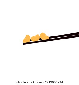 Soy bean on chopsticks vector. free space for text. wallpaper.