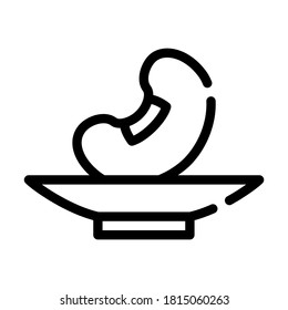 soy bean on plate line icon vector. soy bean on plate sign. isolated contour symbol black illustration