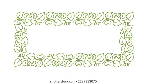 Soy bean plant pattern rectangular frame ornament. Flourish background design element. Editable outline stroke. Vector line.