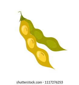 Soy bean pod vector icon. Unhealthy eating cartoon illustration isolated on white background