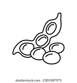 Soja, ilustración vectorial de soja. Grabado de soja aislado en fondo blanco.