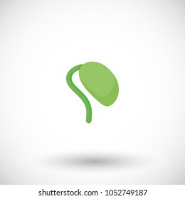 Soy bean sprout flat vector icon, soy sprout flat design. Food, healthy eating objects, soy product with round shadow isolated on the white background, cute vector illustration with reflections