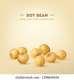 Soy bean vector eps10 illustration, organic and natural food in 3d