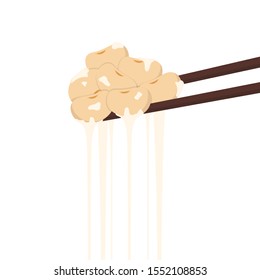 Soy bean vector. Soy bean on chopsticks. Natto vector.