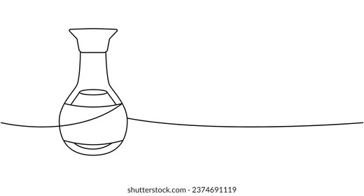 Soy bottle sauce one line continuous drawing. Japanese cuisine, traditional food continuous one line illustration. Vector minimalist illustration.