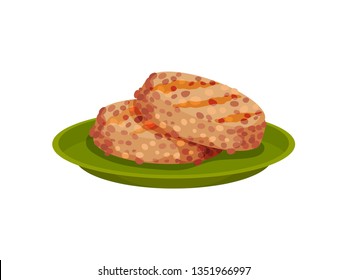 Soy burger on white background. Vector flat illustration.