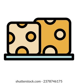 Soy cheese icon outline vector. Soya food. Soybean tofy color flat