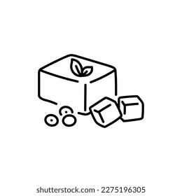 Soy cheese tofu black line icon. Organic vegan product. Pictogram for web page