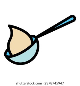 Soy cream spoon icon outline vector. Food soya. Bean tofu color flat